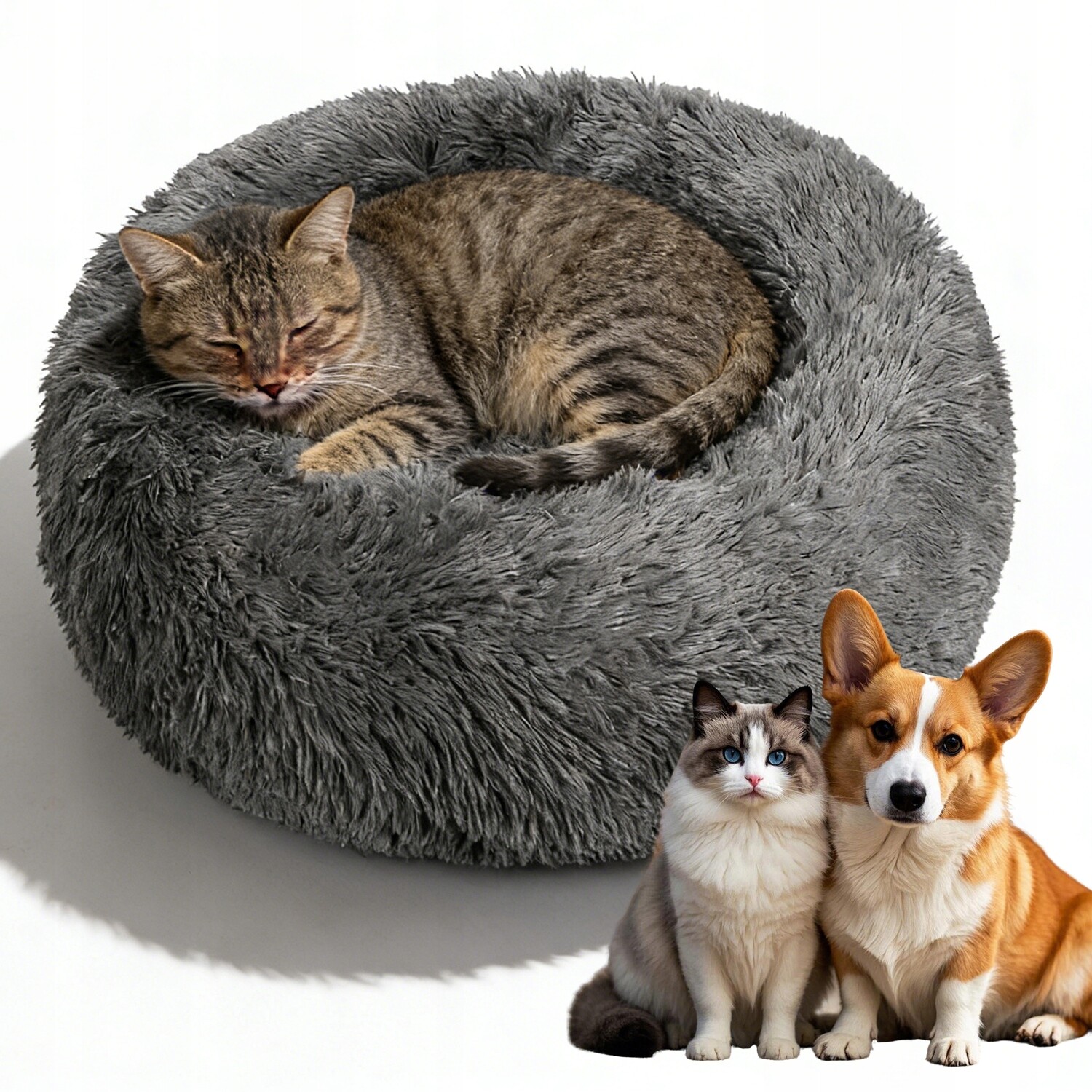 Pelíšek Pro Psy A Kočky, Měkký A Pohodlný, 60 CM, Tmavě Šedý
