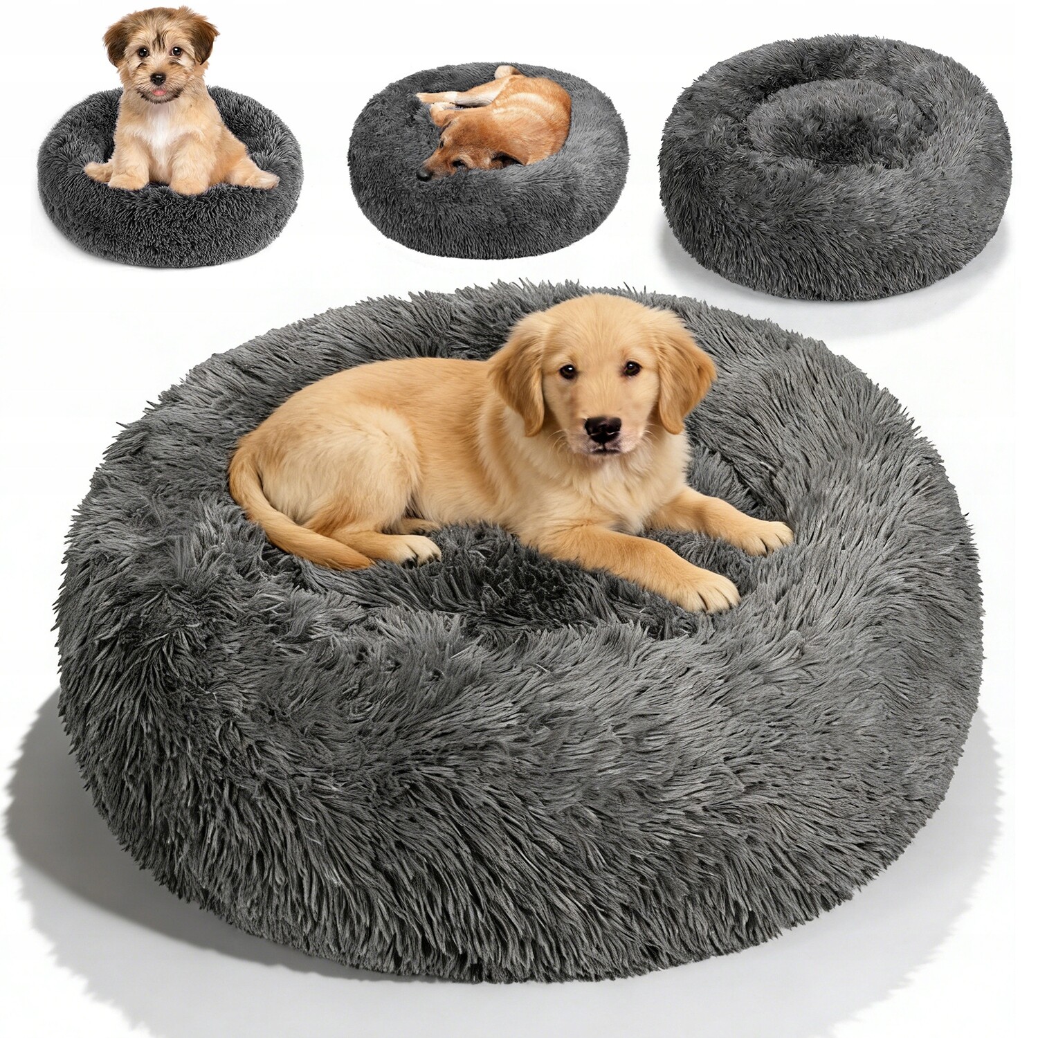 Tmavě Šedé Pelíšek Pro Zvířata 60X60X20 CM, Kulaté A Útulné