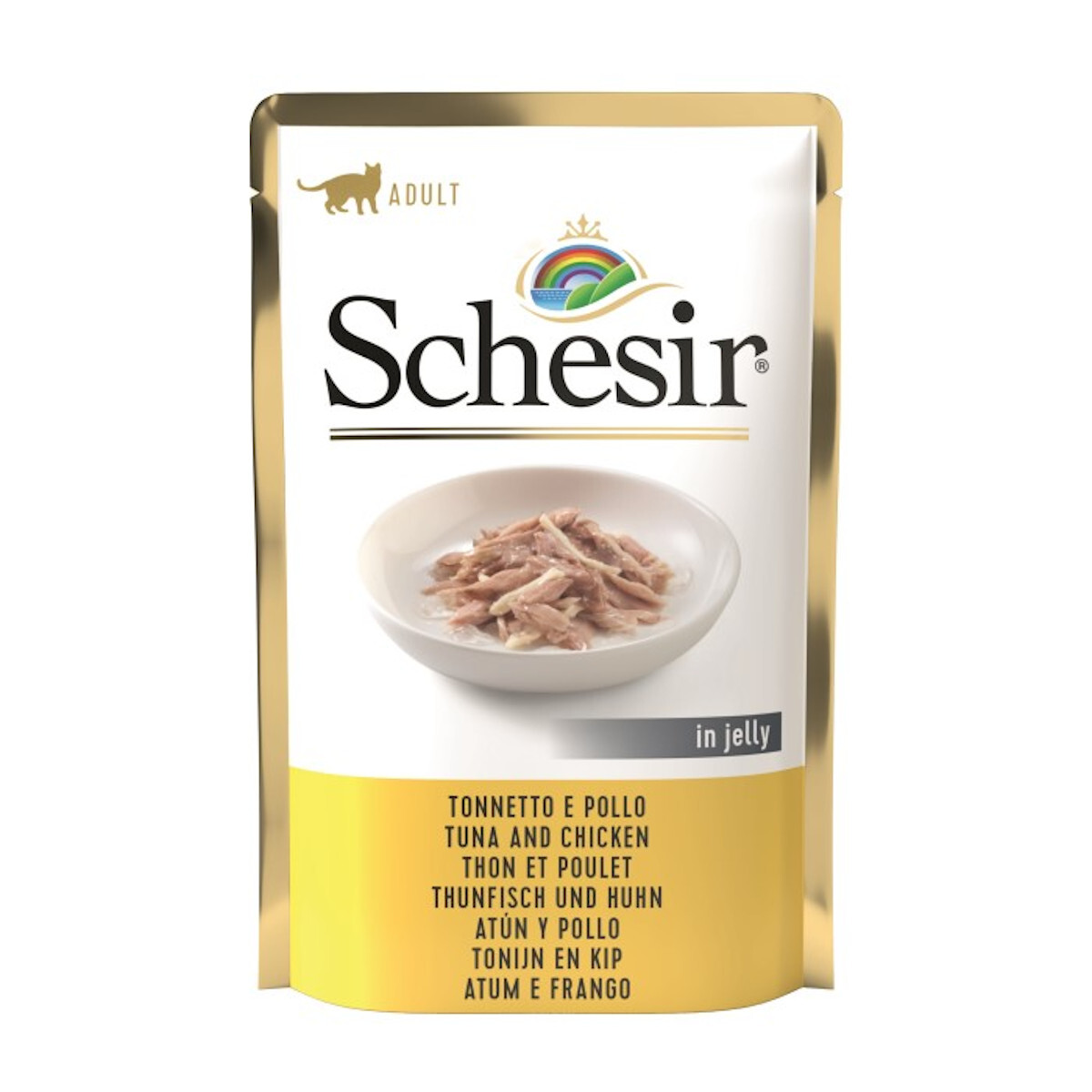 4x Schesir Kočka kapsička 85g Tuňák Kuře v želé /20