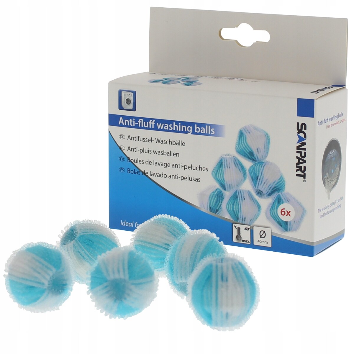 Scanpart kuličky proti žmolkům na praní sbírající srst, chlupy, chlupy z oblečení