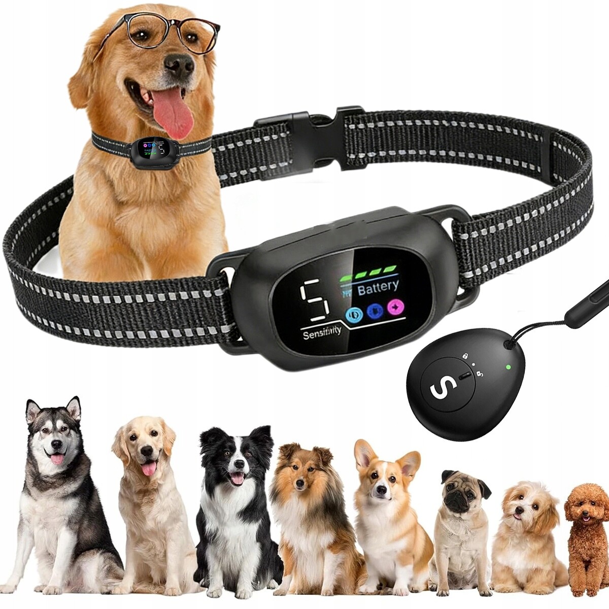 Elektrický Výcvikový Obojek Pro Psa Protištěkací Obojek 2V1 S Pilotem 6TRB