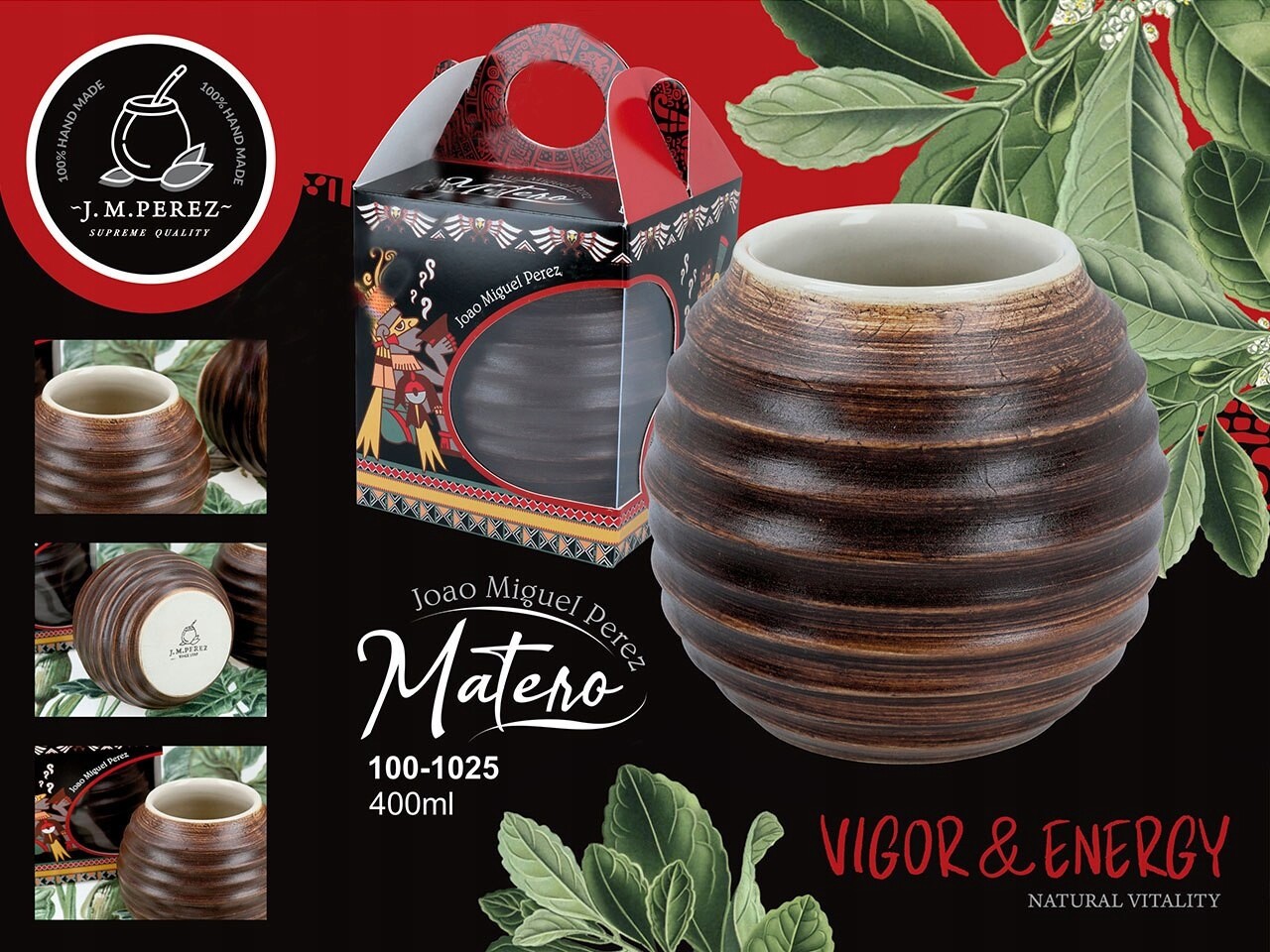 Keramická nádoba na Yerbu – hnědá pneumatika