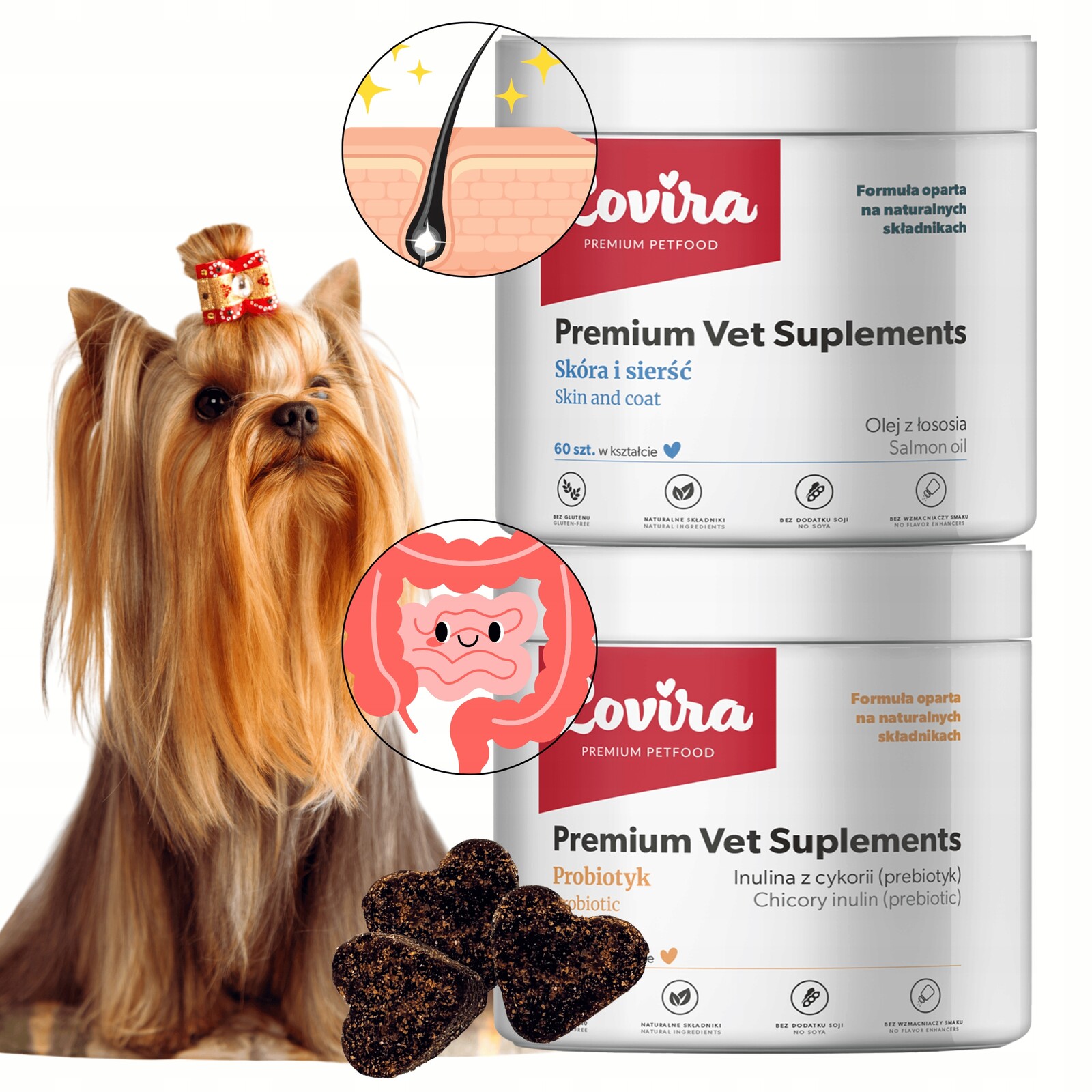 Sada 120 ks Doplňků Pro Střeva Probiotik Na Kůži A Srst Pro Psa