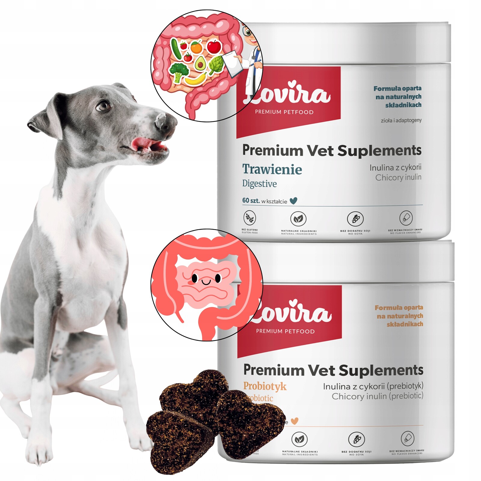 Set 120 ks Doplňky Pro Psa Na Střeva Probiotikum A Trávení pamlsků