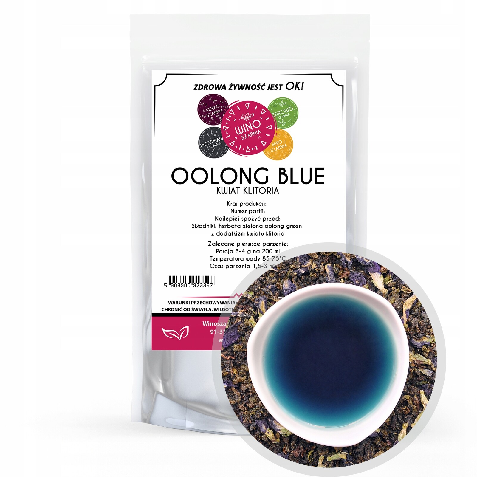 6 x Winoszarnia Čaj Oolong Blue Modrý s květem Klitoria 50 g