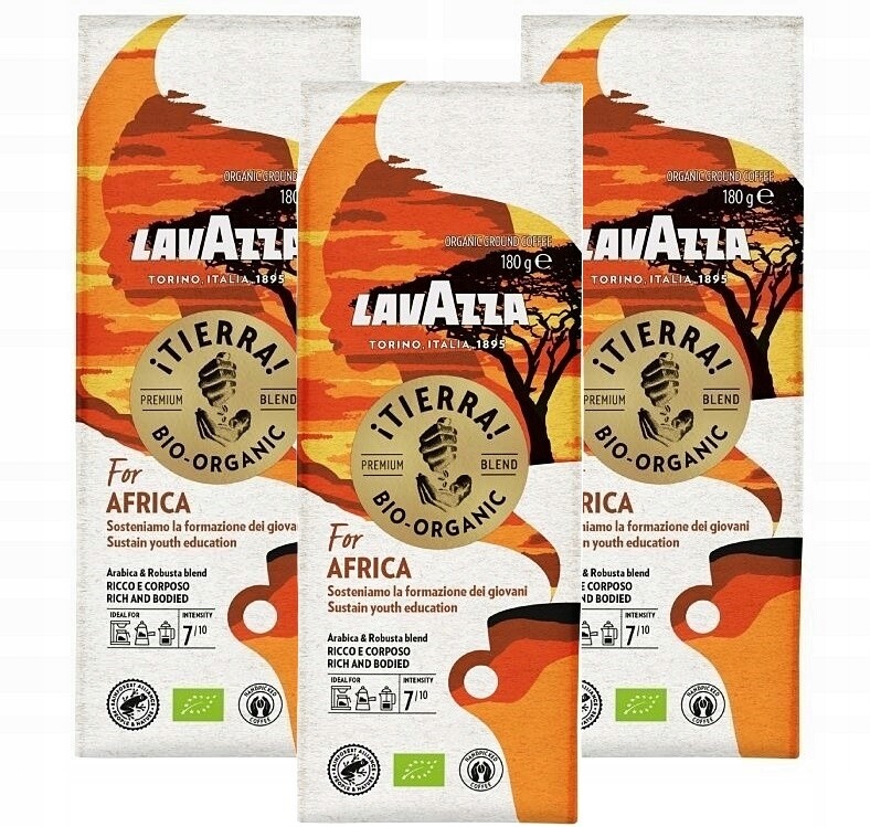 Lavazza Tierra For Africa mletá káva Bio-organic 3x180g Ekologická 100%