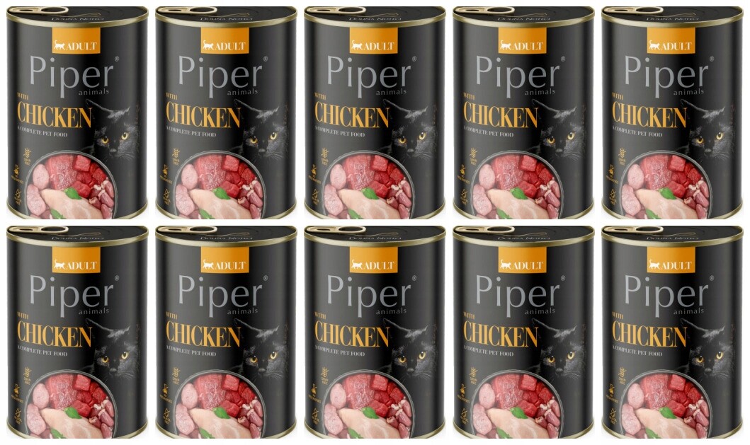 Krmivo Pro Kočky S Kuřecím Masem 400 G Piper 10 Kusů