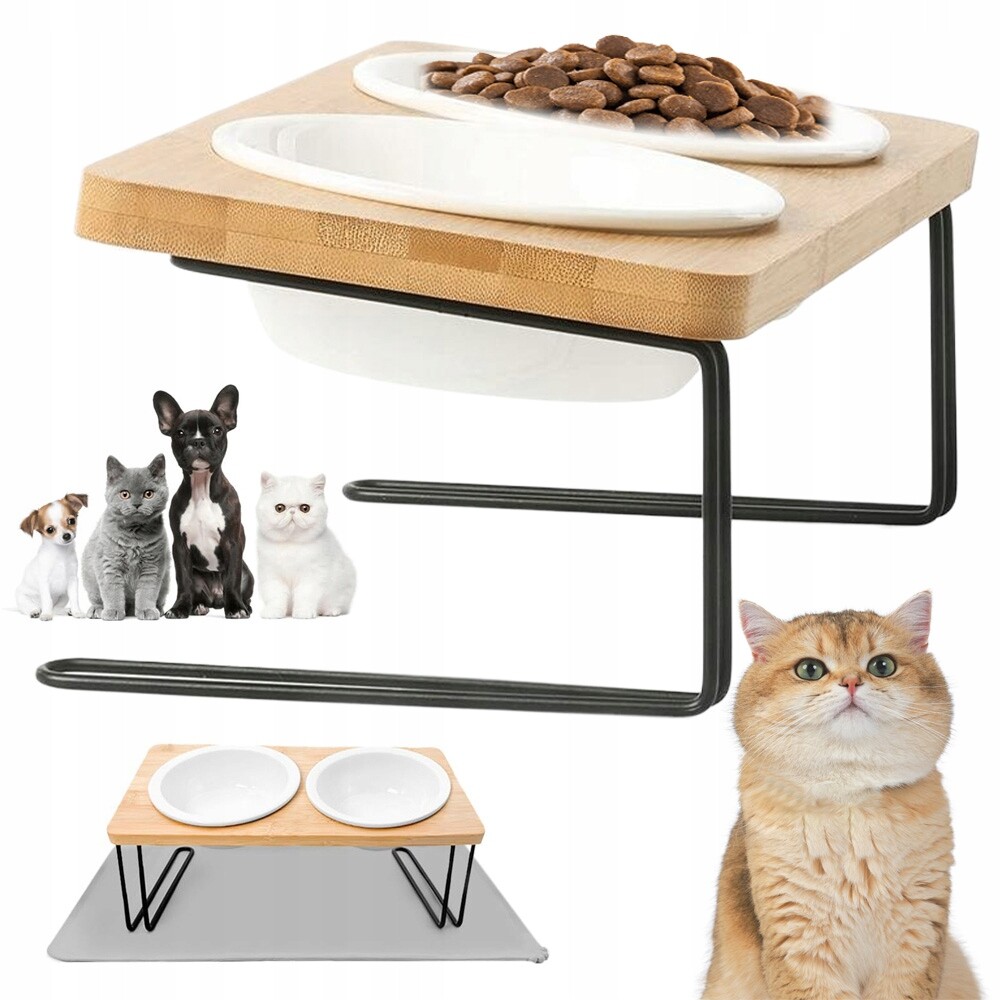 Miska Pro Psa A Kočku Se Stojanem 2 V 1, Keramická, Snadno Se Čistí