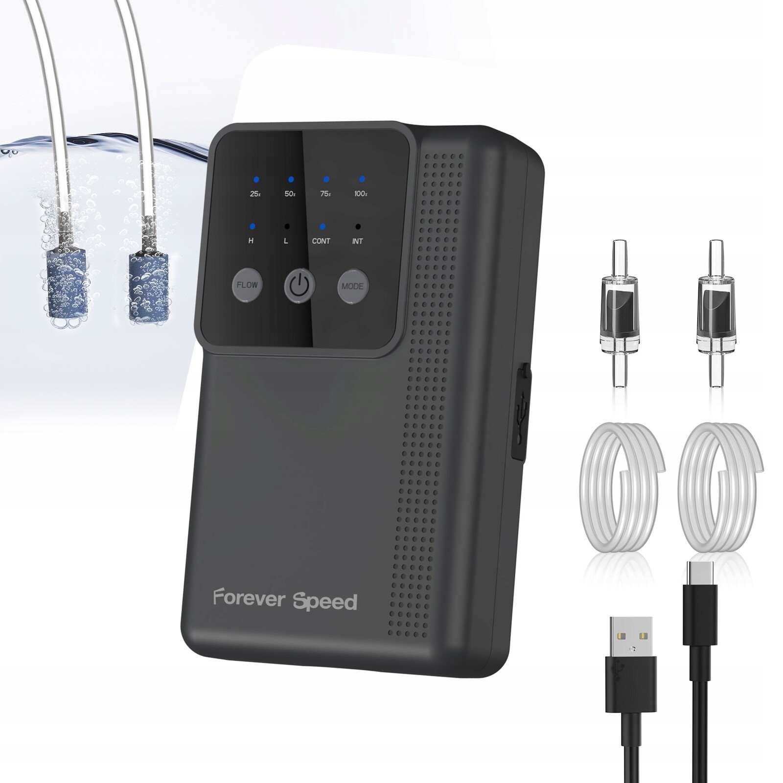 Přenosná Vzduchová Pumpa Do Akvária S Regulací Výkonu 2200 mAh 3 W