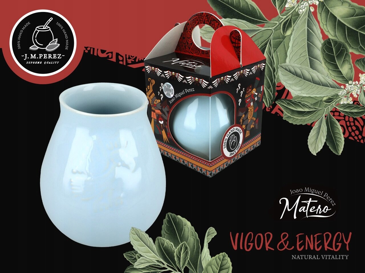 Keramická nádoba na Yerbu – světle modrá