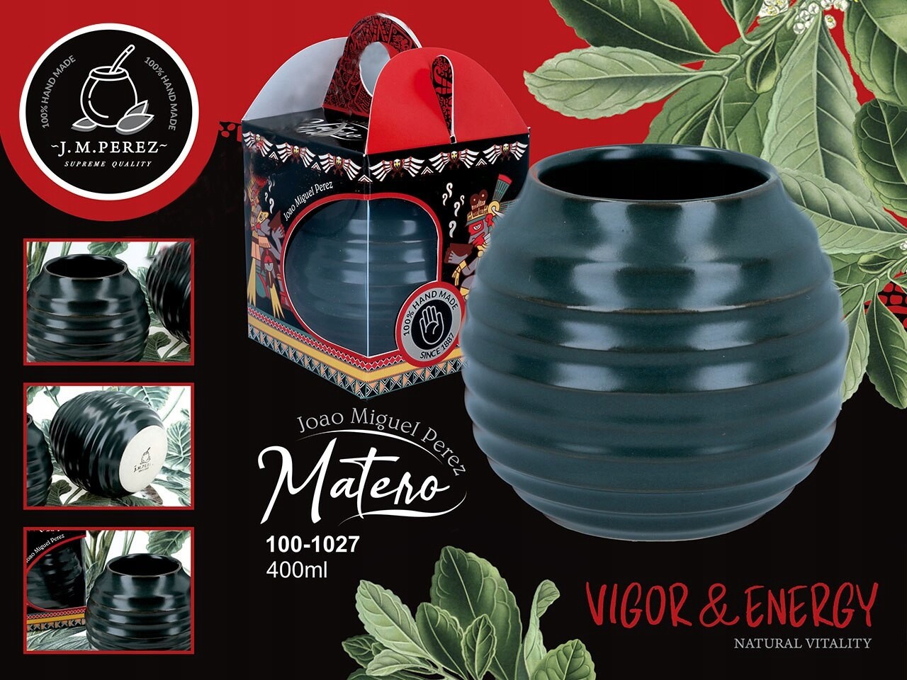 Keramická nádoba pro Yerbu zeleno-šedá pneumatika