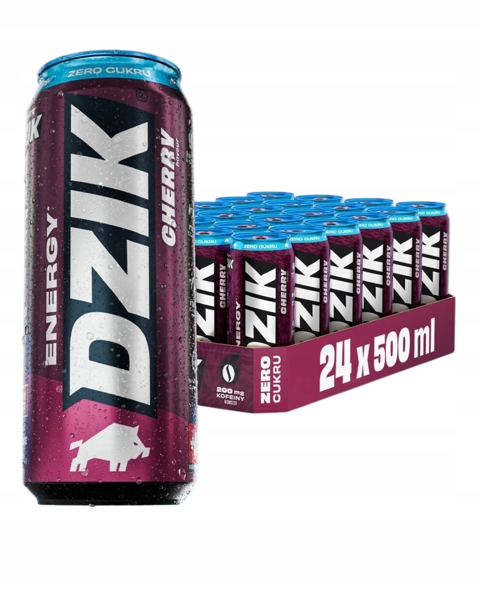 Dzik Energy Drink Cherry 24x 500 ml Třešňový 0 kcal Energetický nápoj