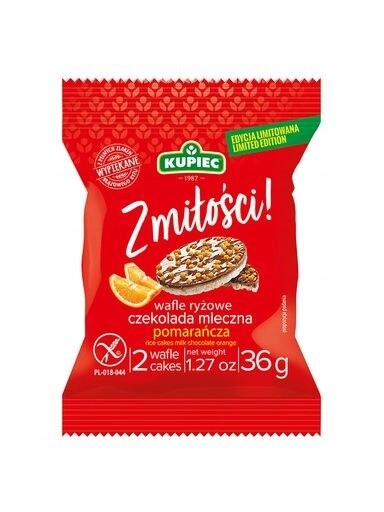 13 x Rýžové oplatky s mléčnou čokoládou a pomerančovou kostkou 36 g