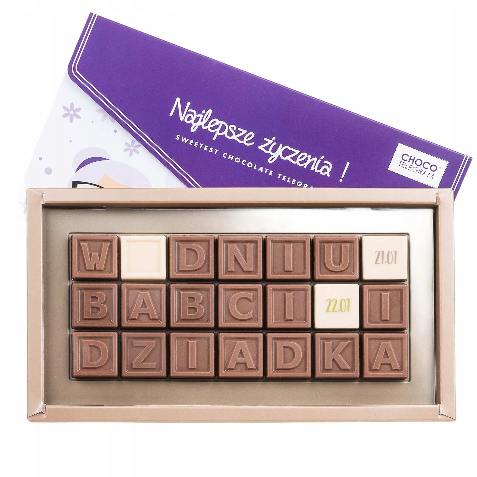 Dárek pro dědečka a babičku Telegram Na Den babičky a dědečka 200 g čokolády