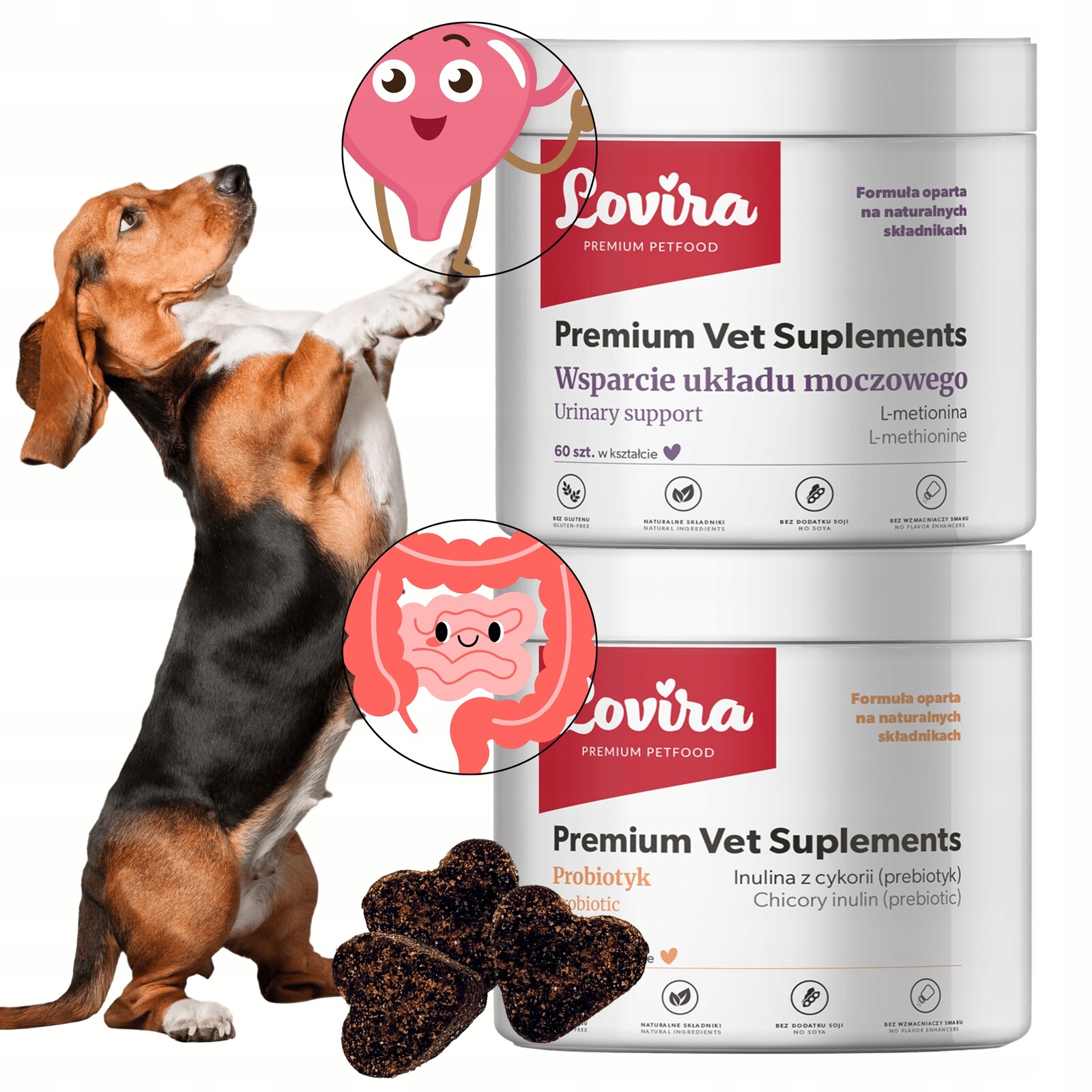 Sada 120 ks Doplňků Pro Střeva Probiotik a Močový Systém Pro Psa