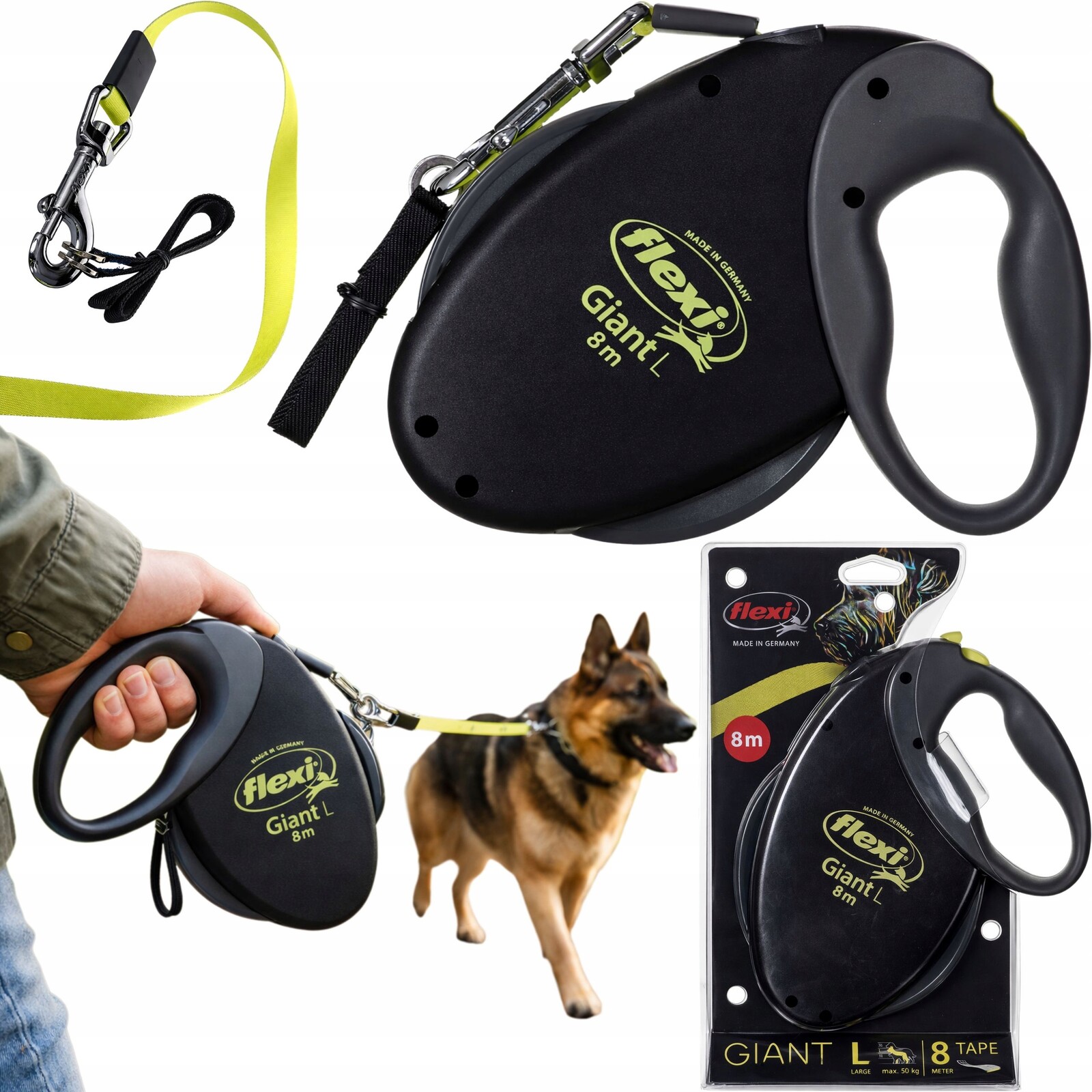 Vodítko pro psa Automatické Flexi 8M Dlouhá páska Odolná pro psy 50 Kg