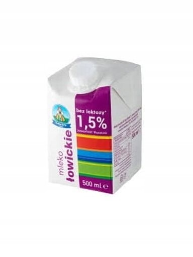 10x Mléko Uht 1,5% lovecké bez laktózy Łowicz 500 ml