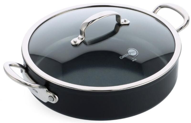 GreenPan BARCELONA PRO pánev 30 cm s poklicí a dvěma bočními rukojeťmi, černá CC005329-001