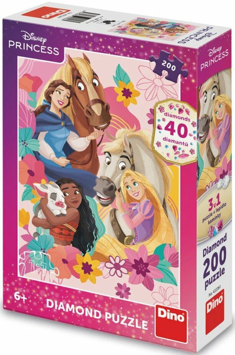 Puzzle PRINCEZNY SE ZVÍŘÁTKY 200 dílků diamond