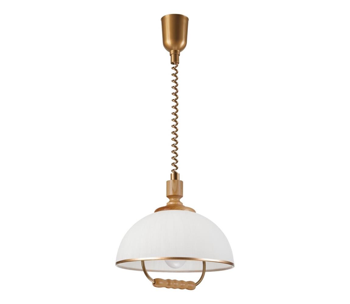 Stahovací lustr RAMONA 1xE27/60W/230V hnědá/bílá/dub LM-1.1.107/DĄB