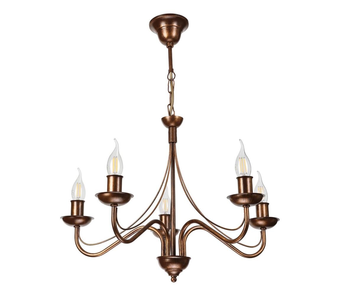 Lustr na řetězu ANTON 5xE14/15W/230V bronzová LM-5.294/BRĄZ