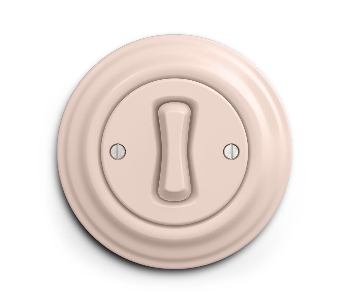 lap - Retro křížový vypínač s rámečkem č. 7 starorůžová KA0119+KA0117