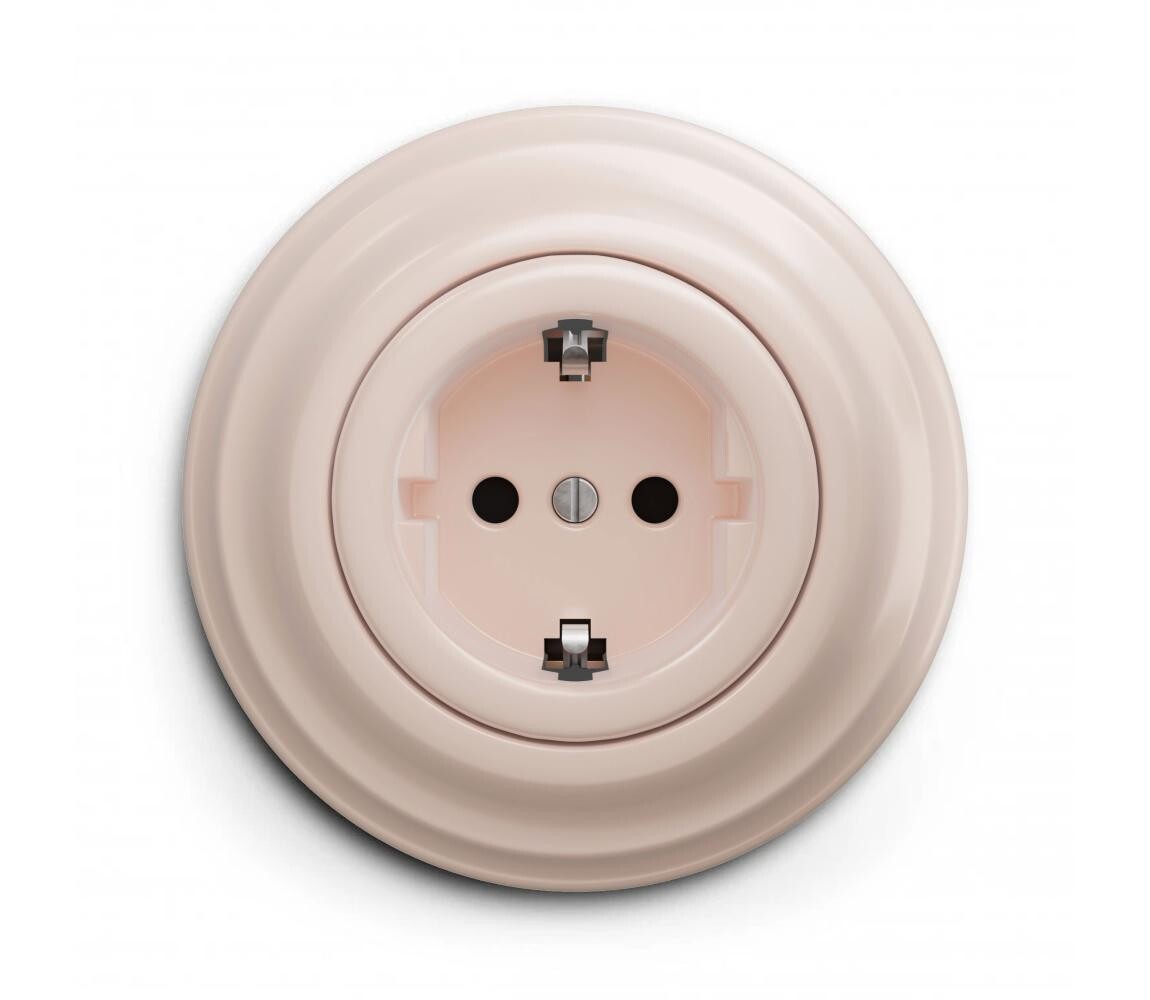 lap - Retro zásuvka domovní s rámečkem SCHUKO 230V/16A starorůžová KA0119+KA0143
