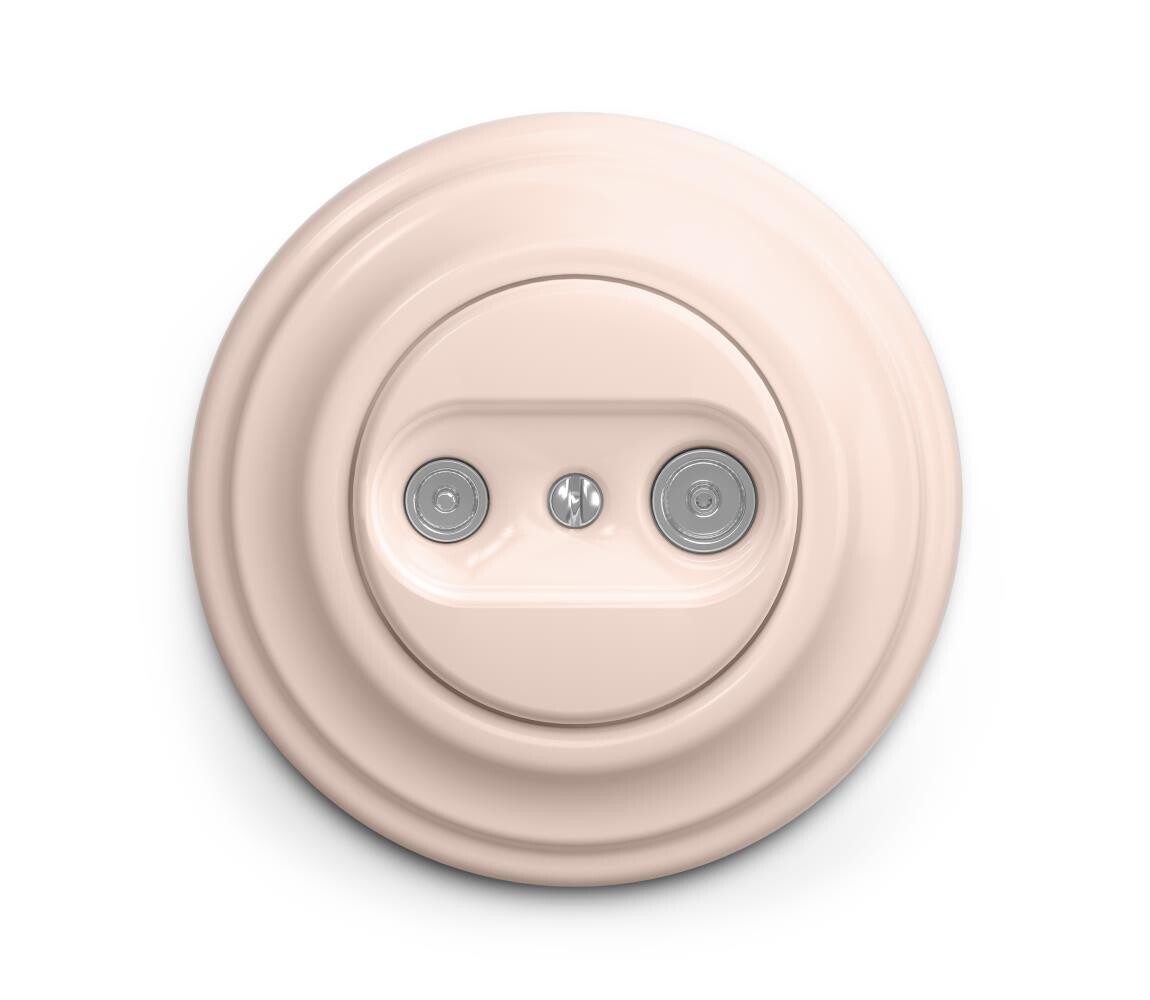 lap - Retro účastnická zásuvka TV+R (koncová) s rámečkem starorůžová KA0119+KA0122