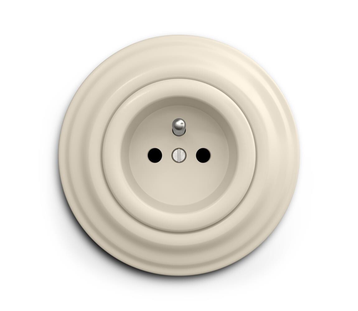 lap - Retro zásuvka domovní s rámečkem 230V béžová KA0134+KA0133