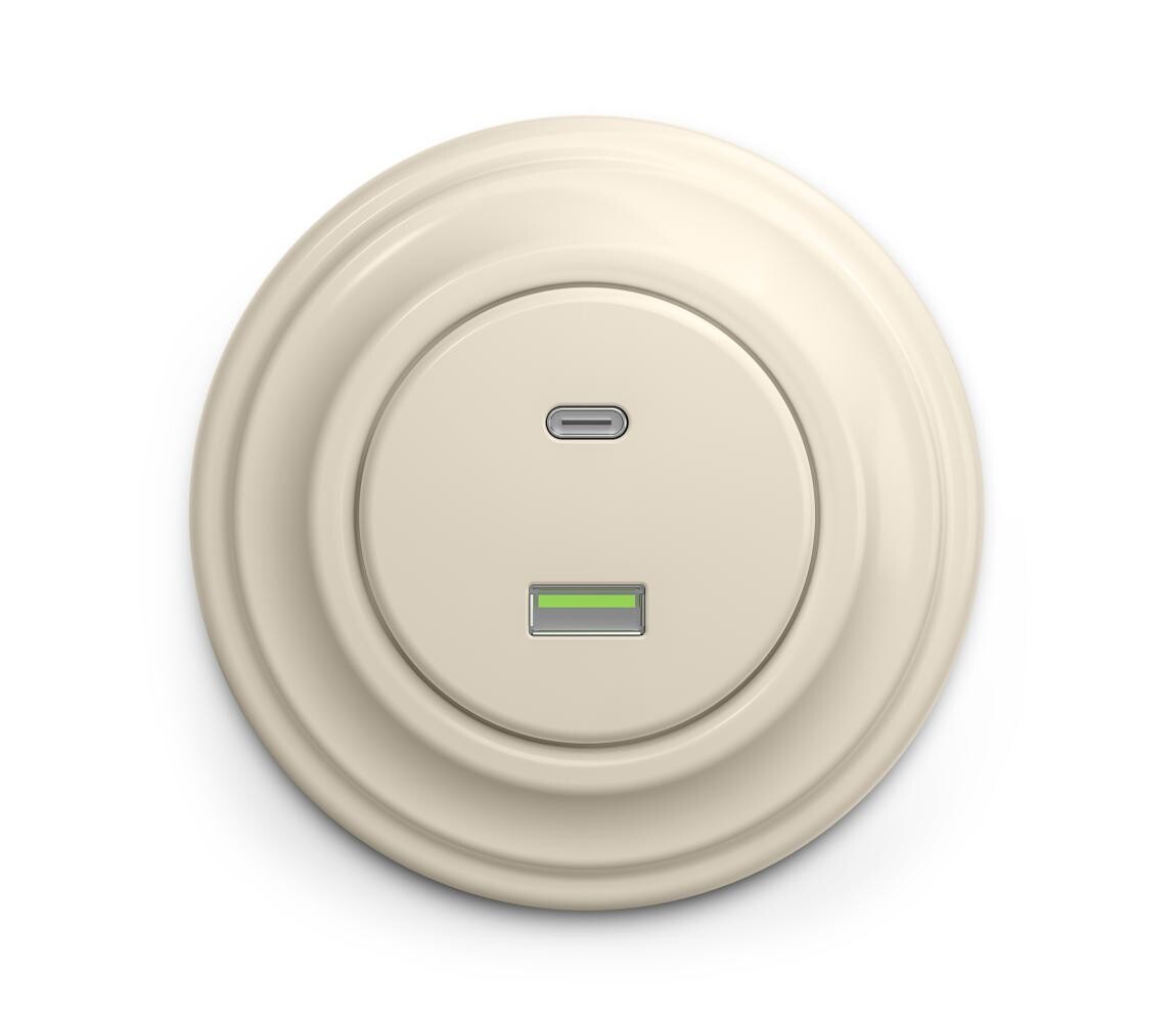 lap - Retro USB zásuvka A+C s rámečkem béžová KA0134+KA0140