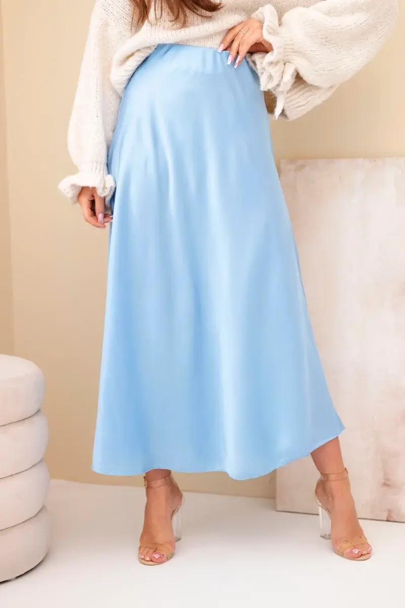 Kesi Włoski dámská rozšířená viskózová sukně modrá