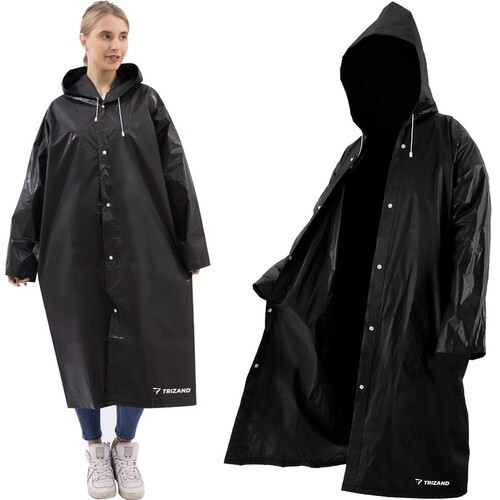 Silná černá oversize pláštěnka
