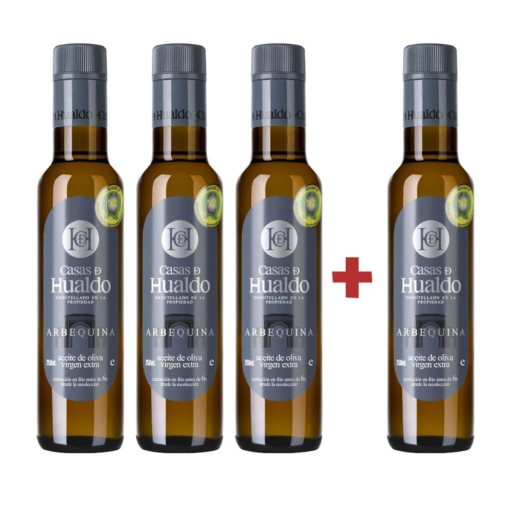 3x Prémiový olivový olej Casas de Hualdo Arbequina 250 ml + láhev 250 ml ZDARMA