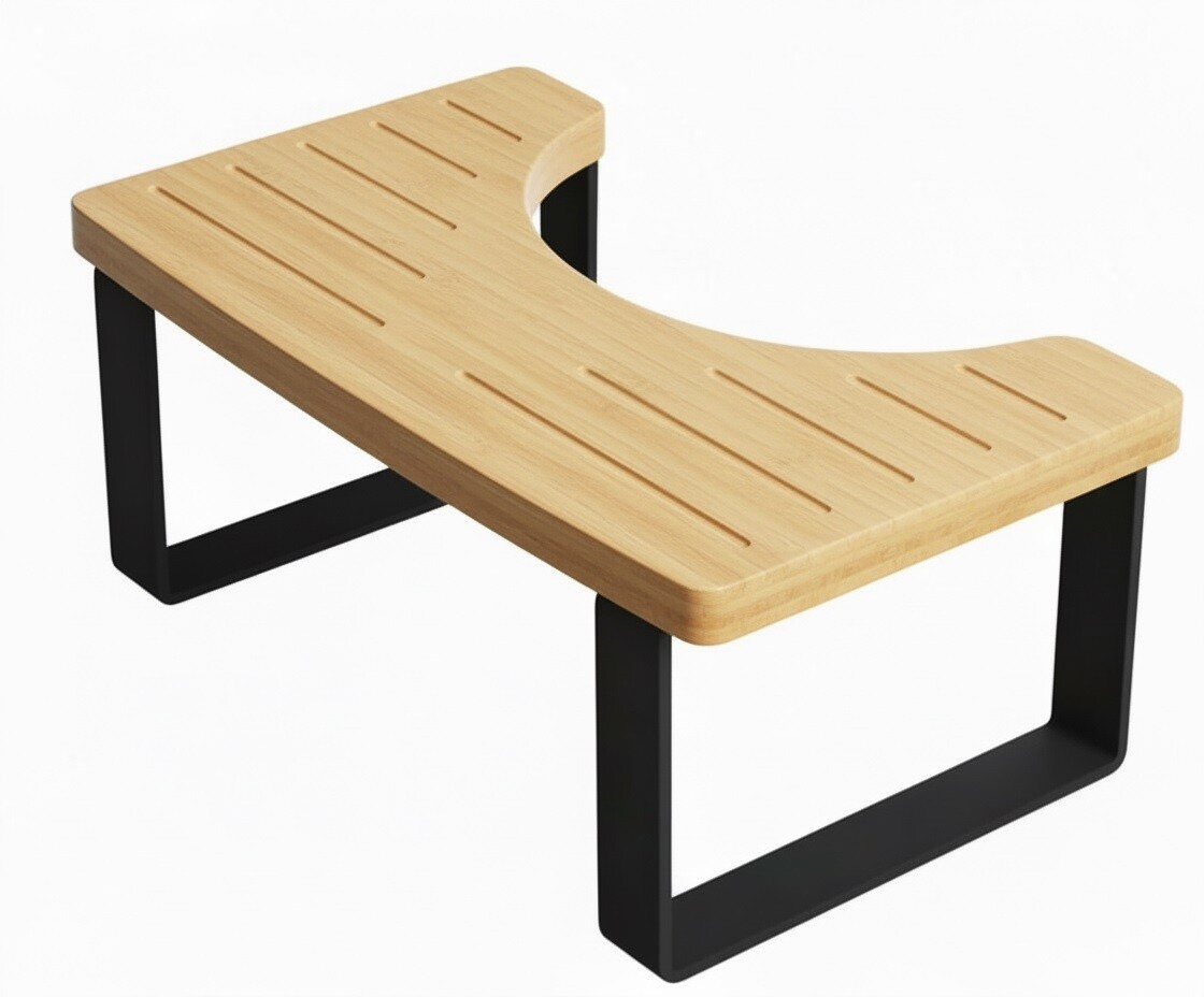 Eco produkty Toaletní stolička na wc Max Bambus, záchodová stolička pro zdravější vyprazdňování, podstavec k toaletě - PODNOŽKA PŘI SEZENÍ NA TOALETĚ