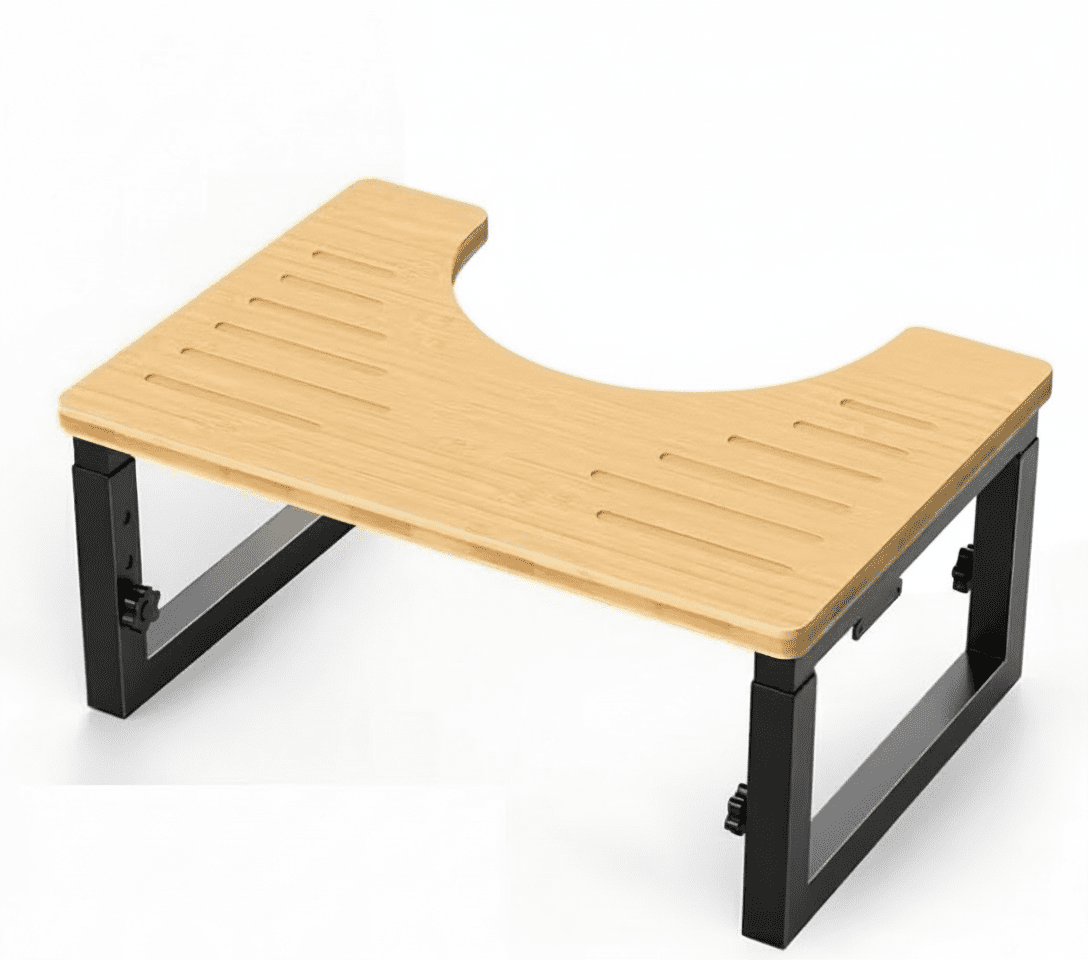 Eco produkty Toaletní stolička na wc Tech Max Bambus, skládací záchodová stolička s nastavitelnou výškou pro zdravější vyprazdňování, podstavec k toaletě - PODNOŽKA PŘI SEZENÍ NA TOALETĚ