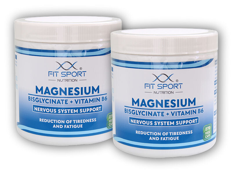 FitSport Nutrition 2x Magnesium Bisglycinate + Vitamin B6 270 vege caps - Hořčík