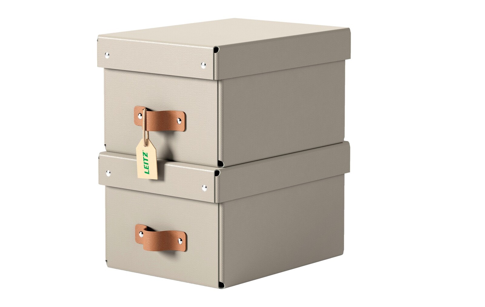 Úložné krabice Leitz - s víkem, vel. S, béžové, 2 ks