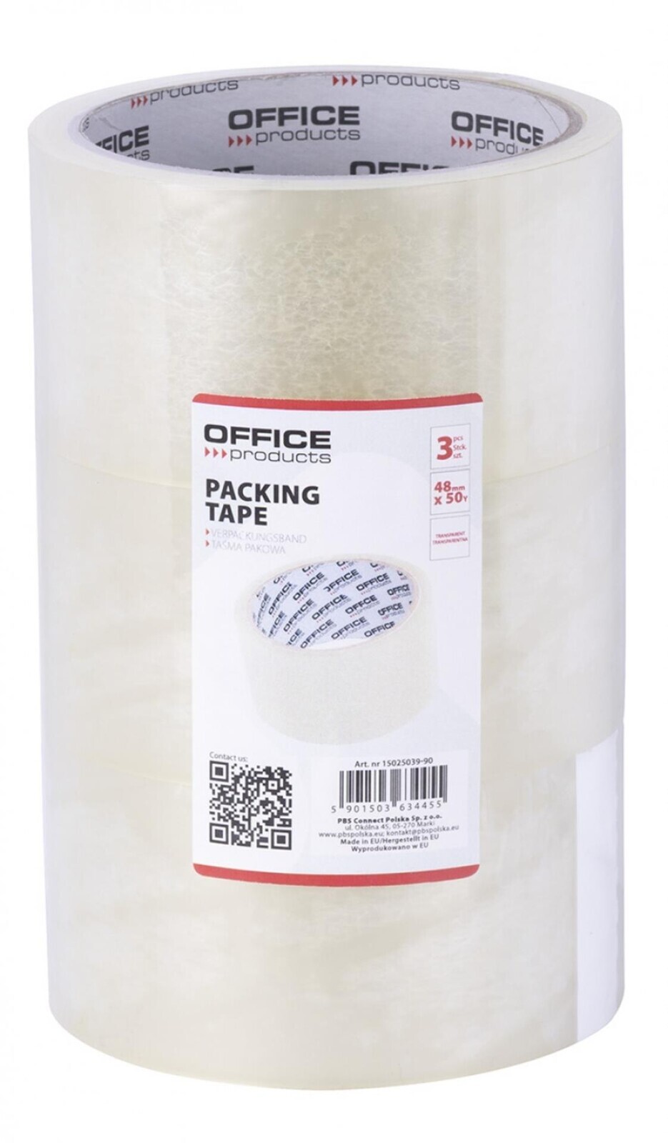 OFFICE products Balicí pásky - čiré, 48 mm x 50 m, 3 ks