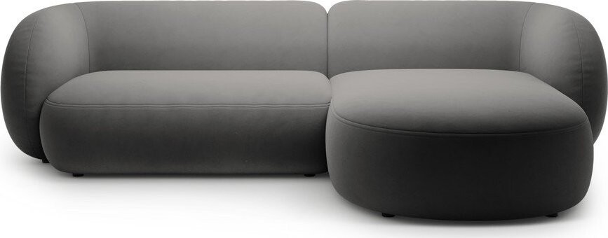 Tmavě šedá sametová rohová pohovka (pravý roh/s lenoškou) Kate – Micadoni
