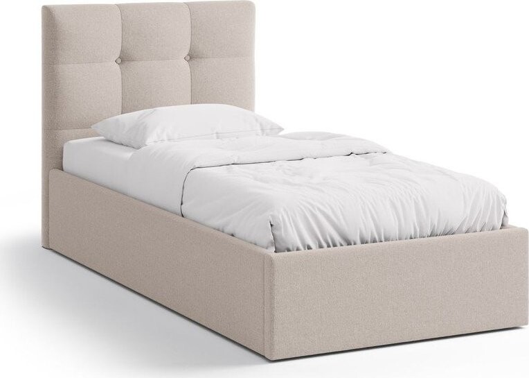 Světle hnědá čalouněná jednolůžková postel s úložným prostorem s roštem 90x200 cm Phaedra – Micadoni