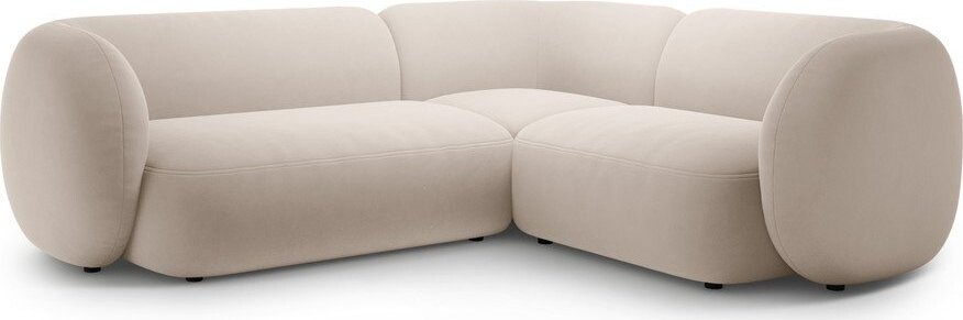 Béžová sametová rohová pohovka (pravý roh/do L) Kate – Micadoni