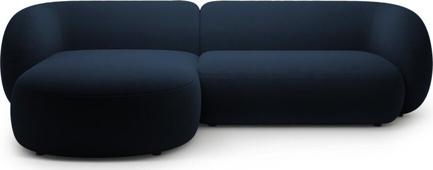Modrá sametová rohová pohovka (levý roh/s lenoškou) Kate – Micadoni