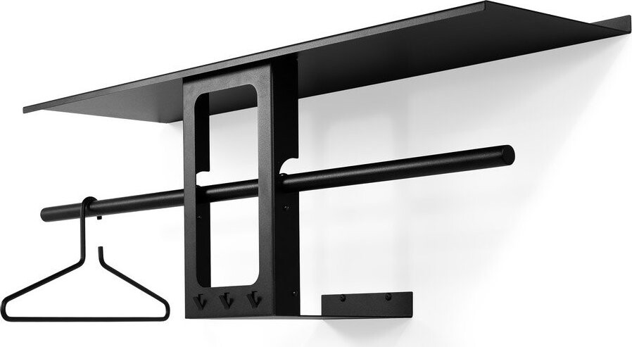 Černý ocelový nástěnný věšák s poličkou 100 cm Luno Small – Spinder Design
