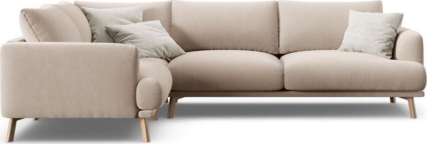 Béžová sametová rohová pohovka (levý roh/do L) Naomi – Micadoni