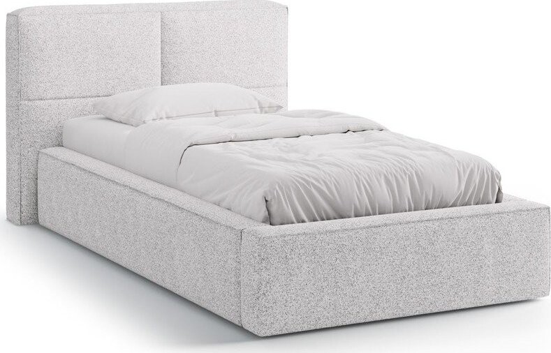 Světle šedá čalouněná jednolůžková postel s úložným prostorem s roštem 90x200 cm Darren – Micadoni