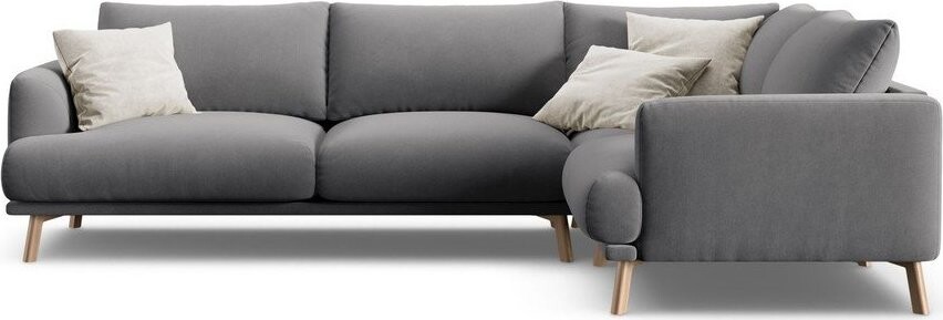 Šedá sametová rohová pohovka (pravý roh/do L) Naomi – Micadoni