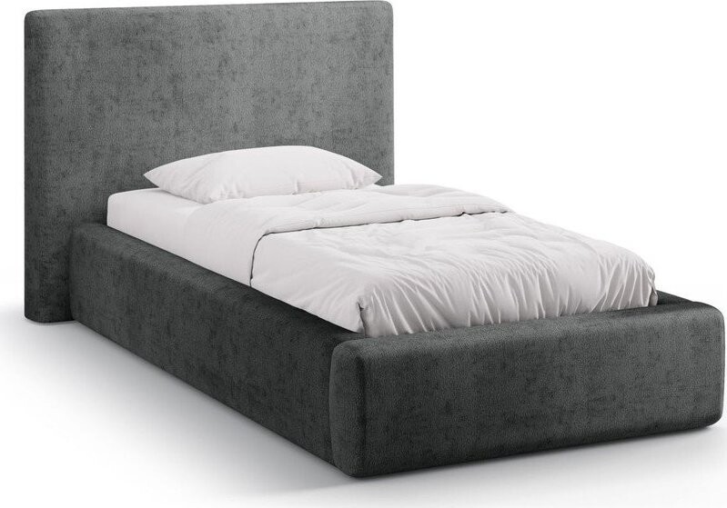 Tmavě šedá čalouněná jednolůžková postel s úložným prostorem s roštem 90x200 cm Amy – Micadoni