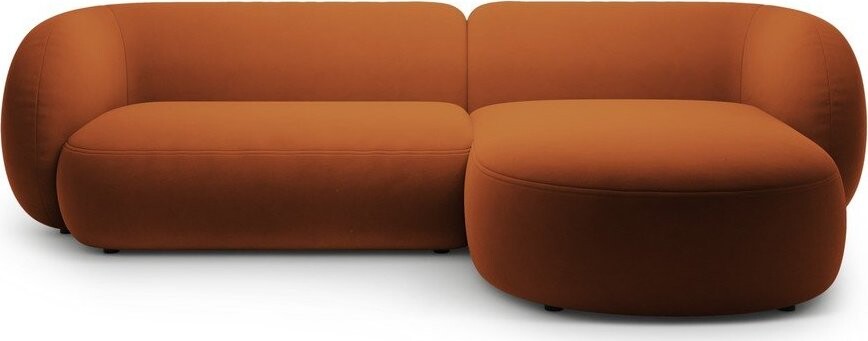 Sametová rohová pohovka v terakotové barvě (pravý roh/s lenoškou) Kate – Micadoni
