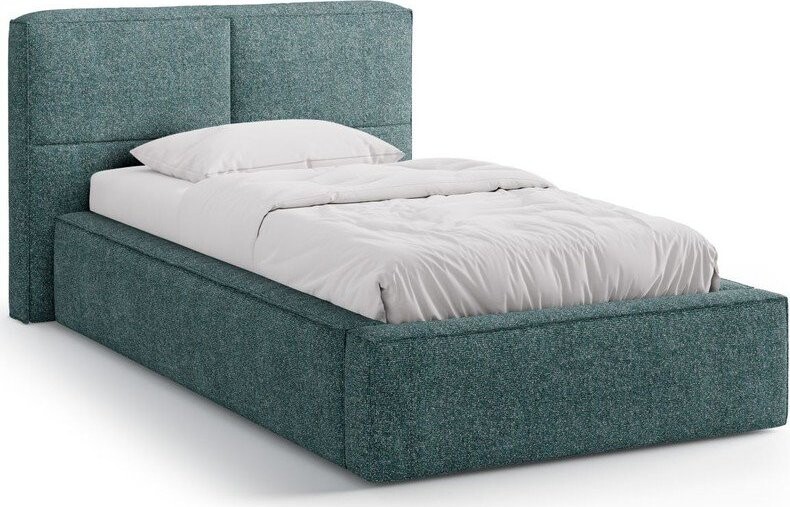 Tyrkysová čalouněná jednolůžková postel s úložným prostorem s roštem 90x200 cm Darren – Micadoni