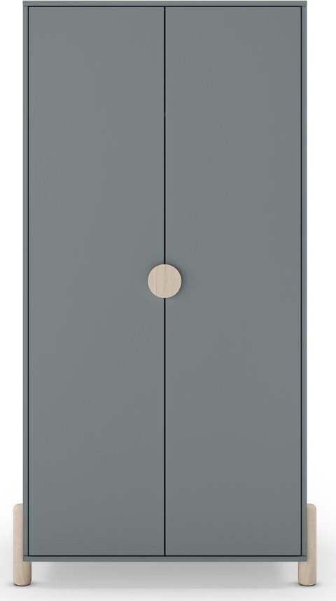 Dětská šatní skříň šedozelená z borovicového dřeva 93x180x45 cm Enola – Marckeric
